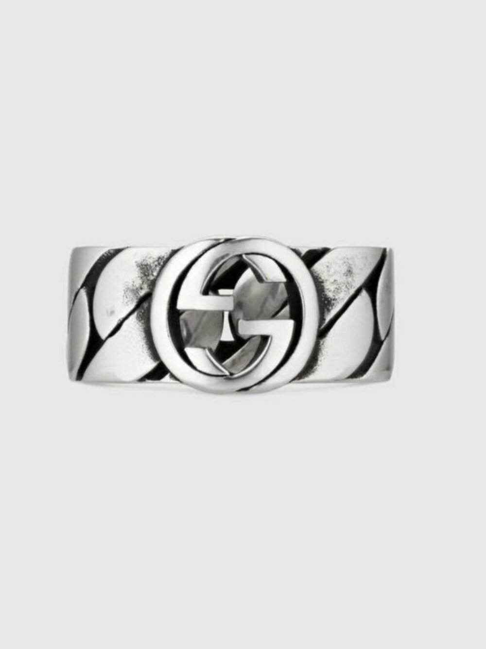GUCCI RING STERLING SILVER CHAIN w INTERLOCKING GG LOGO sz 19 US 8 3/4 - Picture 5 of 16